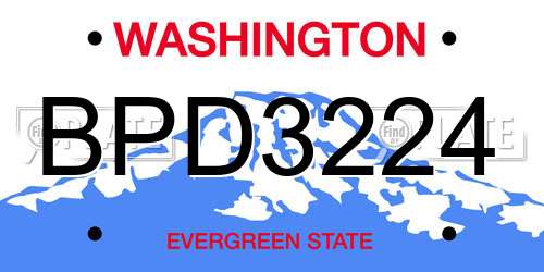 BPD3224 Washington License Plate