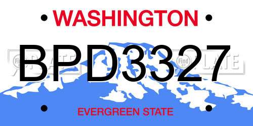 BPD3327 Washington License Plate