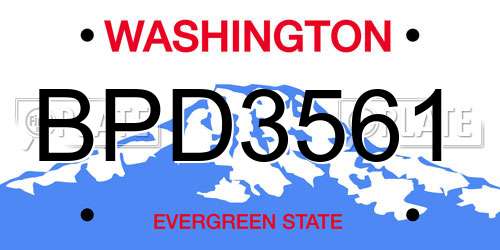 BPD3561 Washington License Plate