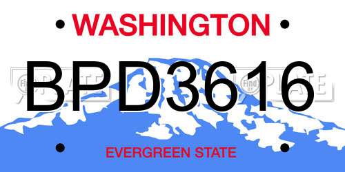 BPD3616 Washington License Plate