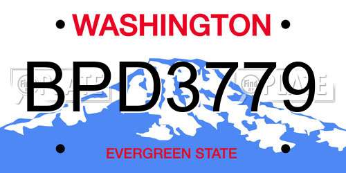 BPD3779 Washington License Plate