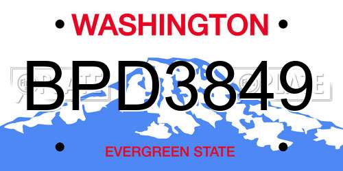 BPD3849 Washington License Plate