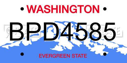 BPD4585 Washington License Plate