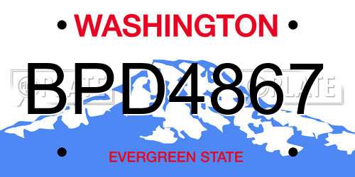 BPD4867 Washington License Plate