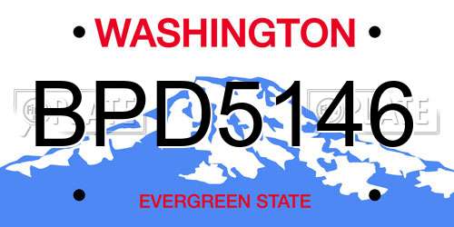 BPD5146 Washington License Plate