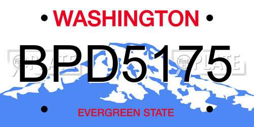 BPD5175 Washington License Plate