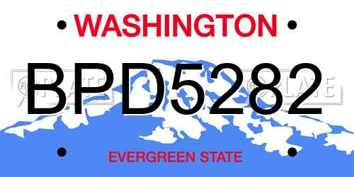 BPD5282 Washington License Plate