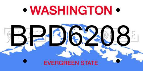 BPD6208 Washington License Plate