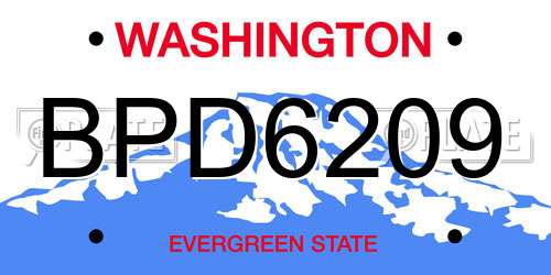 BPD6209 Washington License Plate