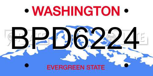 BPD6224 Washington License Plate