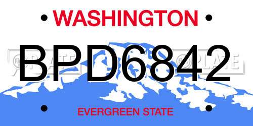 BPD6842 Washington License Plate