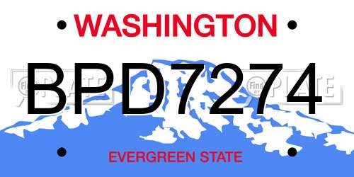 BPD7274 Washington License Plate