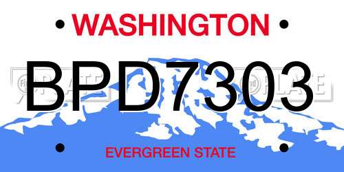 BPD7303 Washington License Plate