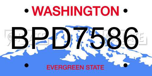 BPD7586 Washington License Plate