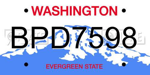 BPD7598 Washington License Plate
