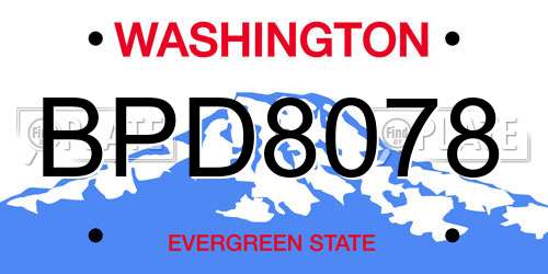 BPD8078 Washington License Plate