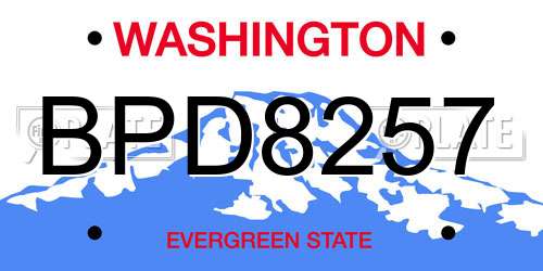 BPD8257 Washington License Plate