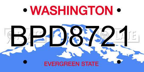 BPD8721 Washington License Plate