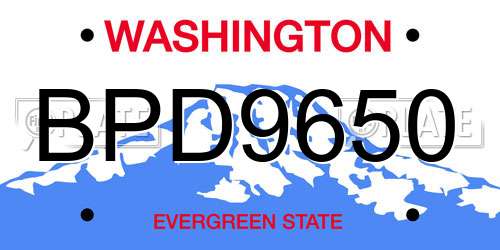BPD9650 Washington License Plate