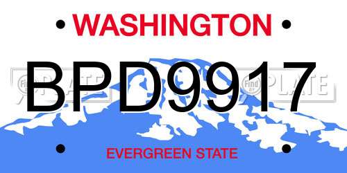 BPD9917 Washington License Plate