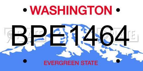 BPE1464 Washington License Plate