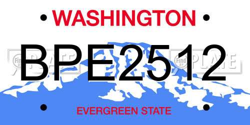 BPE2512 Washington License Plate