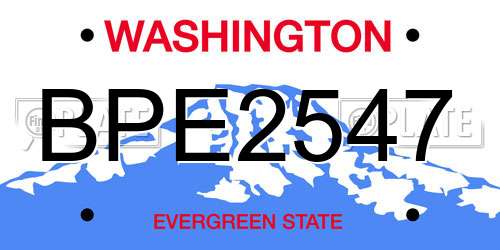 BPE2547 Washington License Plate