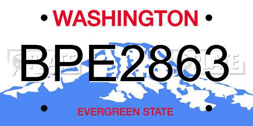 BPE2863 Washington License Plate