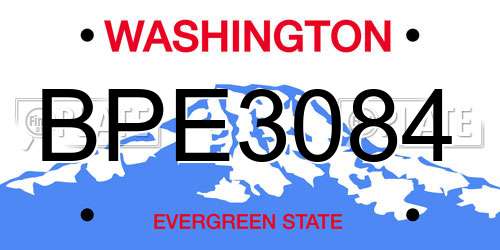 BPE3084 Washington License Plate