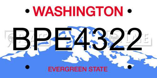 BPE4322 Washington License Plate