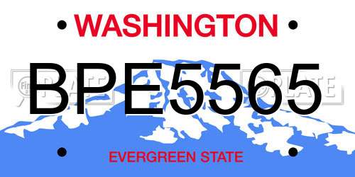 BPE5565 Washington License Plate