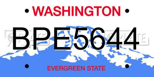 BPE5644 Washington License Plate