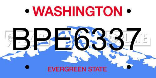 BPE6337 Washington License Plate