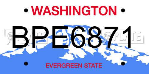BPE6871 Washington License Plate
