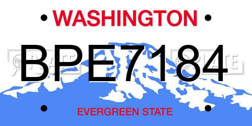 BPE7184 Washington License Plate