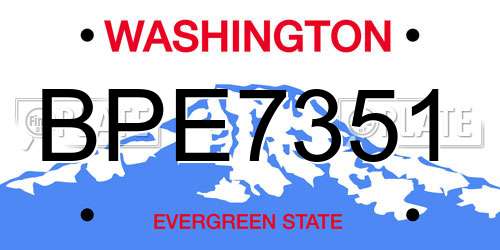 BPE7351 Washington License Plate