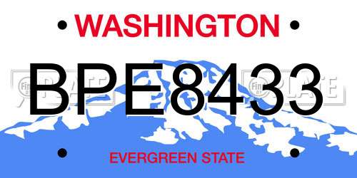 BPE8433 Washington License Plate