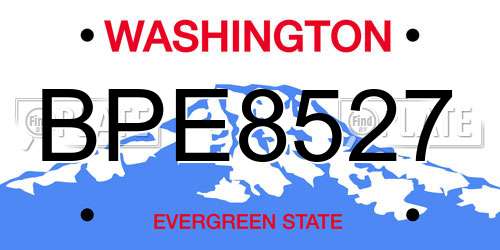 BPE8527 Washington License Plate