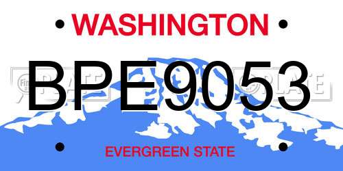 BPE9053 Washington License Plate
