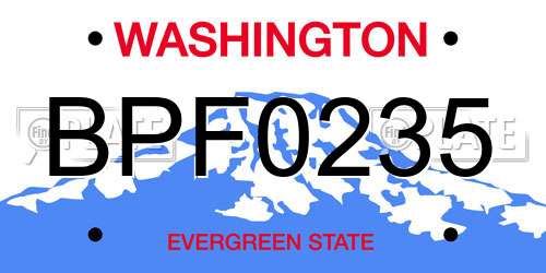 BPF0235 Washington License Plate