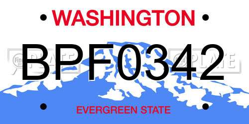 BPF0342 Washington License Plate
