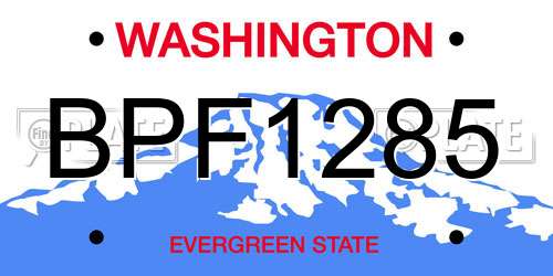 BPF1285 Washington License Plate