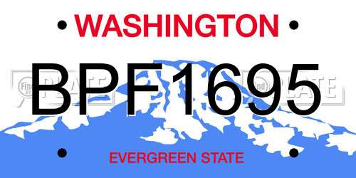 BPF1695 Washington License Plate