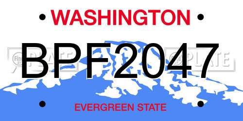BPF2047 Washington License Plate