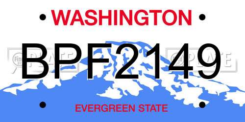BPF2149 Washington License Plate