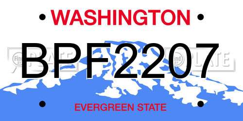 BPF2207 Washington License Plate