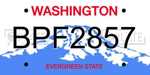 BPF2857 Washington License Plate