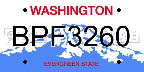 BPF3260 Washington License Plate
