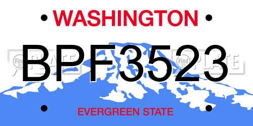 BPF3523 Washington License Plate