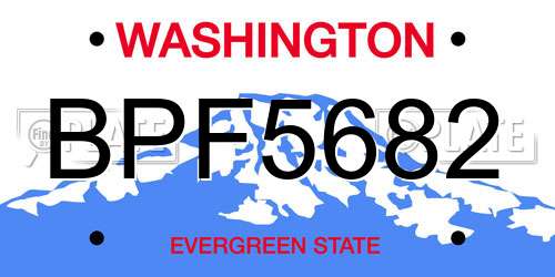 BPF5682 Washington License Plate